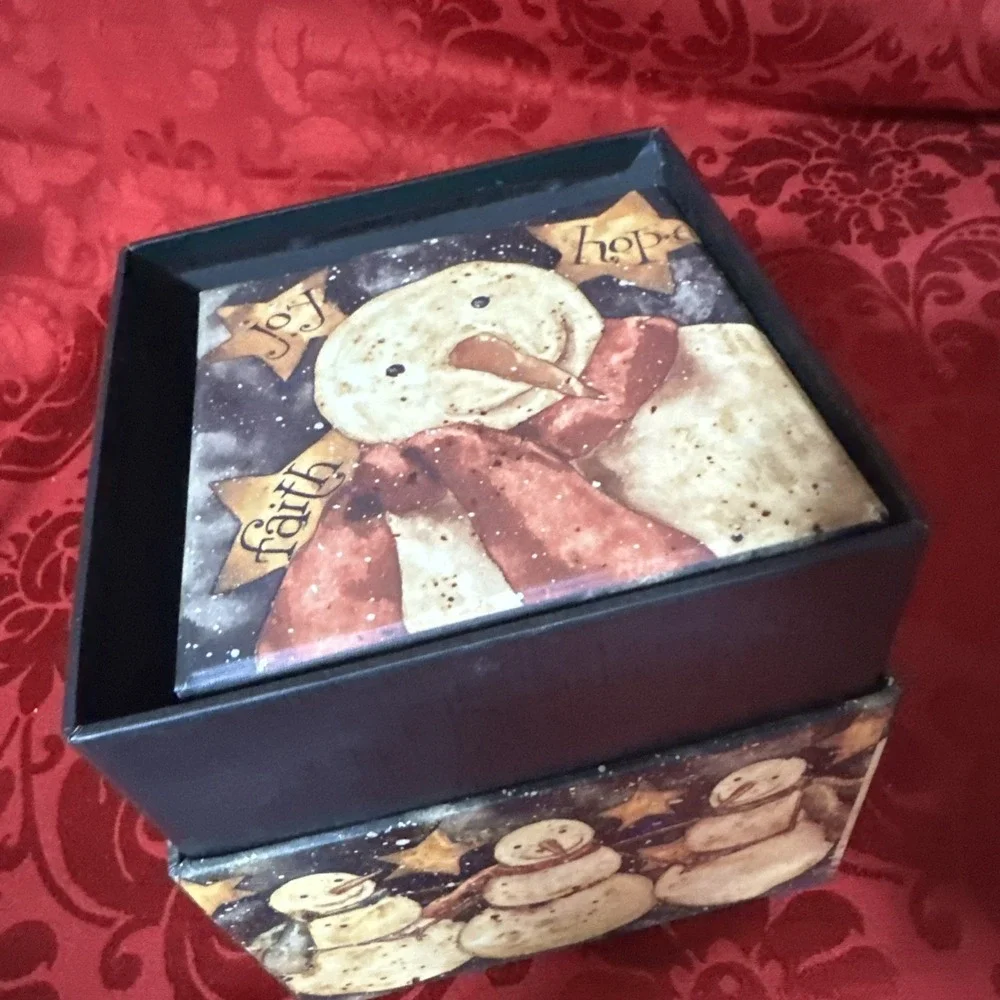 BOB'S BOXES~  Snowman  Set of 4 Nesting Boxes all with Lids~ Decorative~ Storage